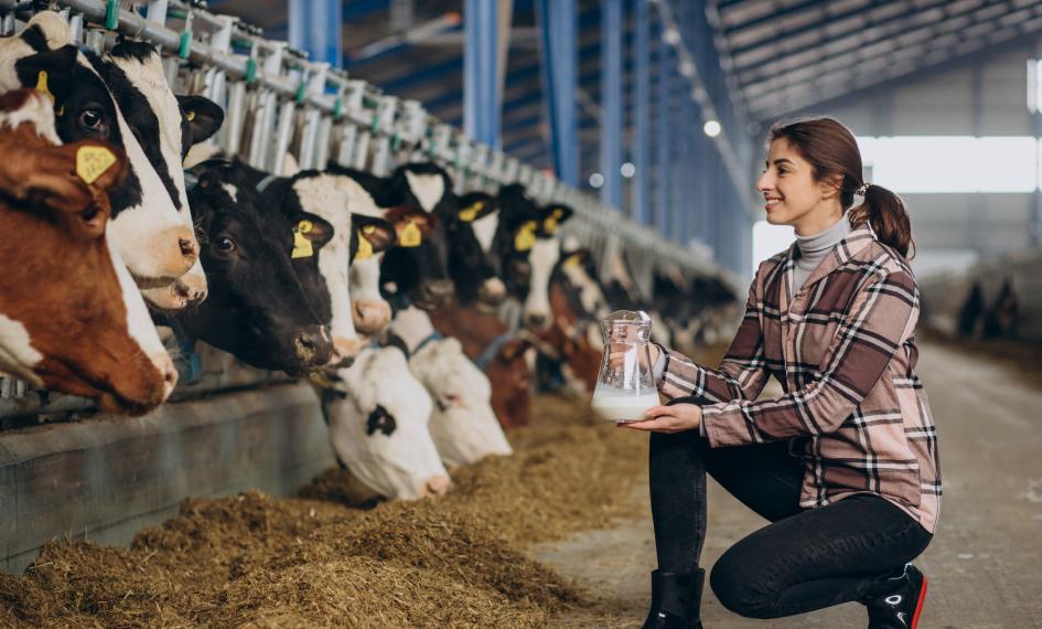 young-woman-standing-with-milk-jug-cowshed